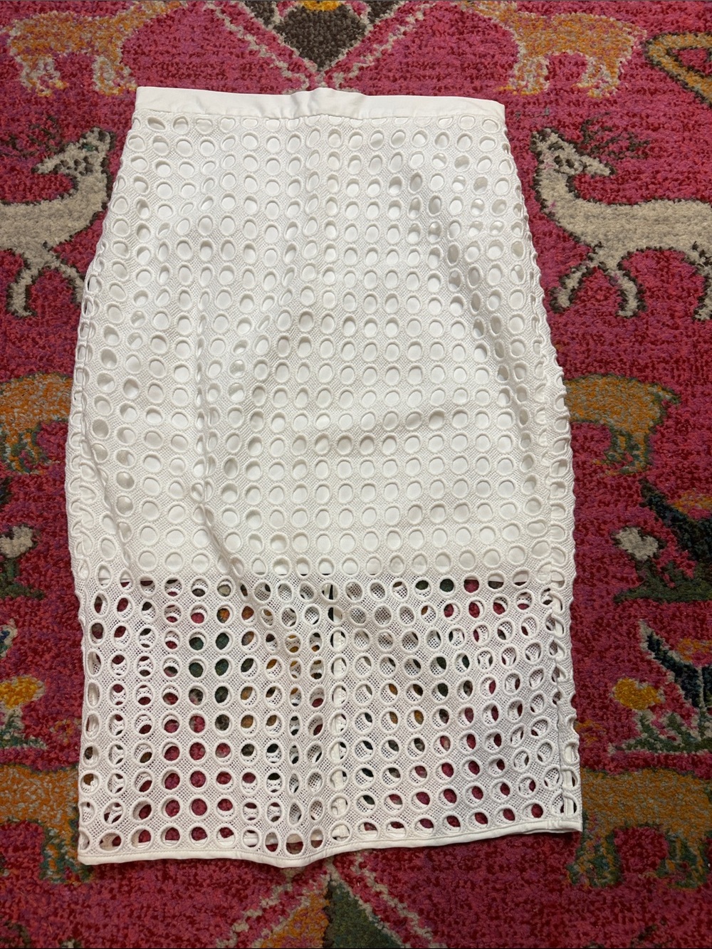 Banana Republic White Eyelet-Panel Pencil Skirt
